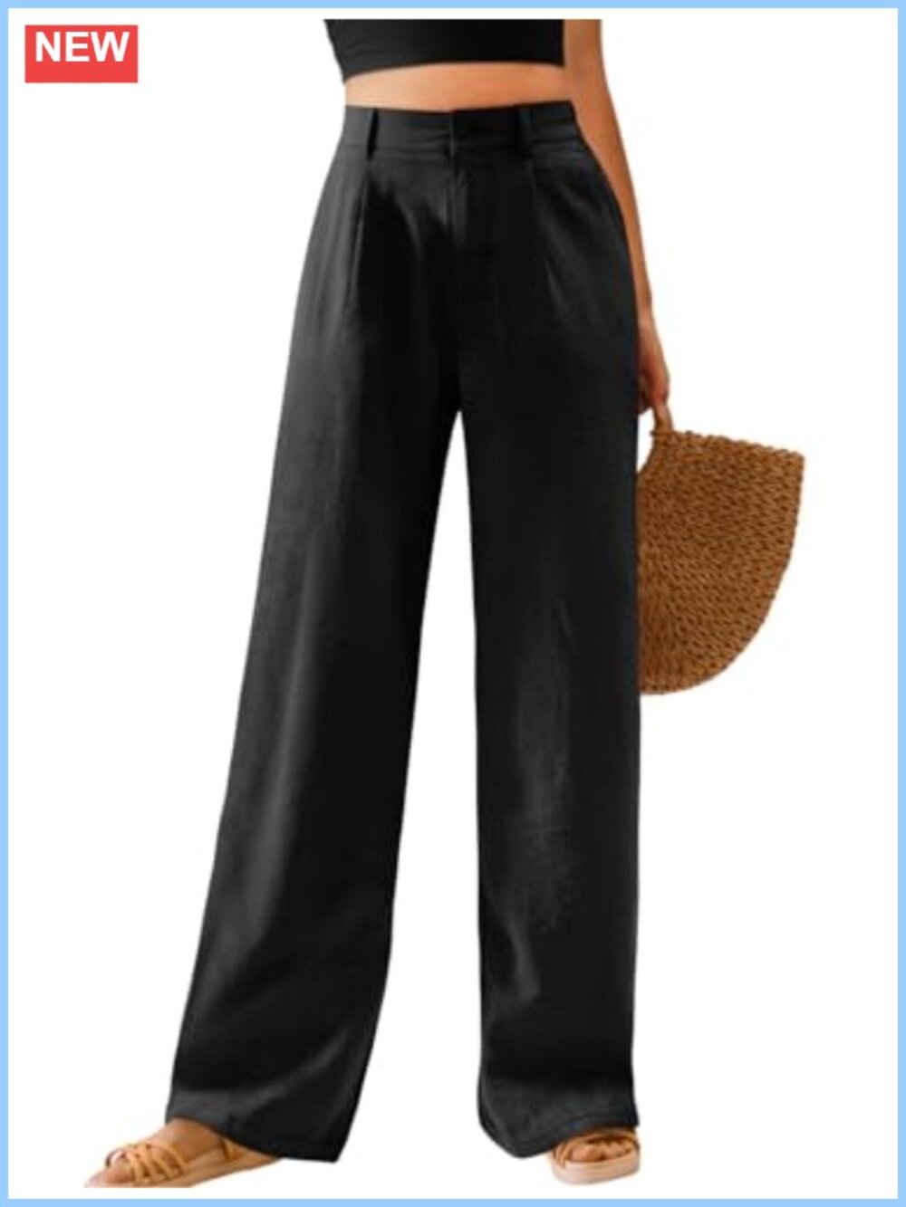High Waisted Wide Leg Palazzo Pants with Pockets Rayon Blend